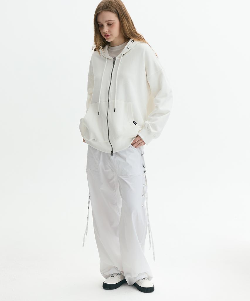 Keuleogsi Side Lace-Up Wide Pants Cloud White