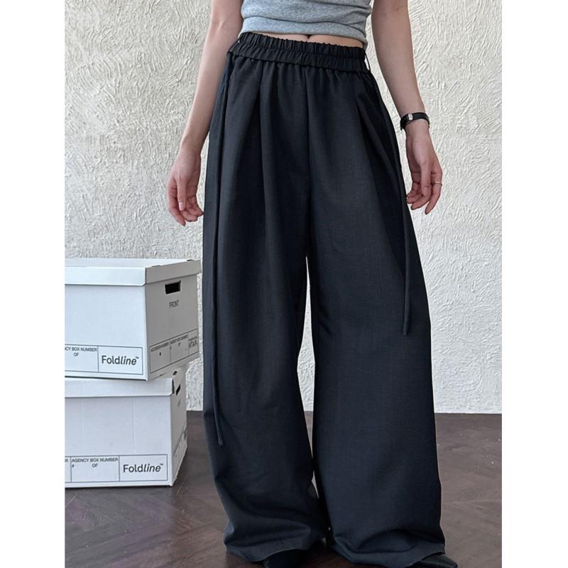 

Johnature Korean Loose Wide-leg Suit Pants Women Autumn Straight-leg Casual Simple Wide-leg Trousers L чёрный