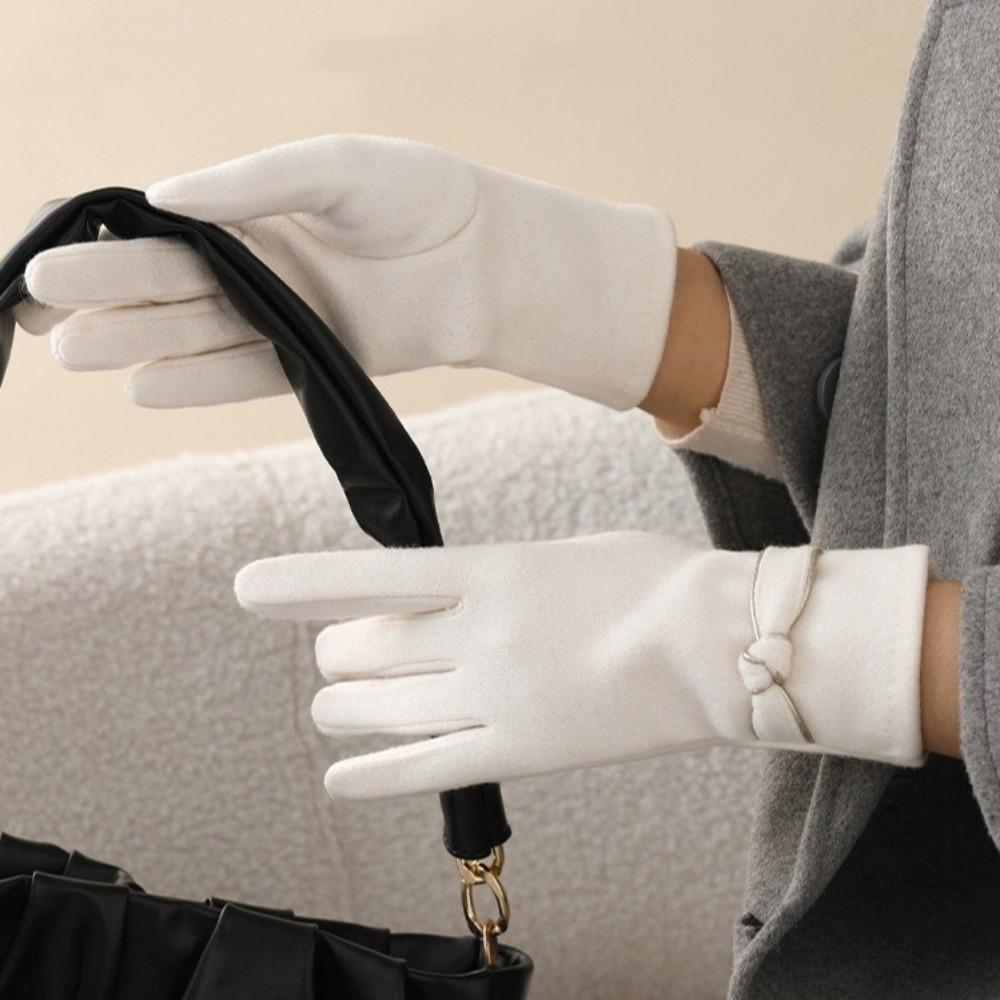 Velvet Lined Women Winter Gloves Thickened Touch Screen Gloves for Winter Use