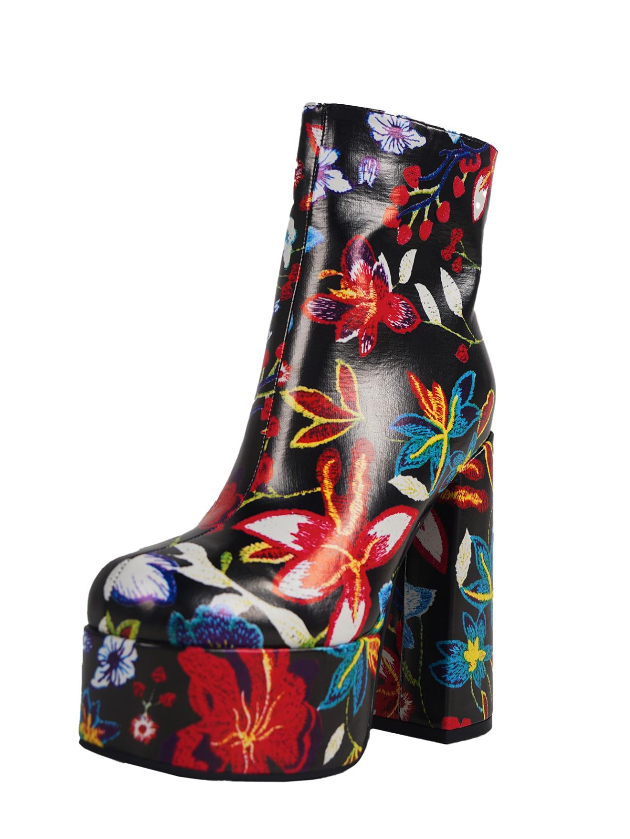 

2024 Новые женские туфли с принтом, женские сапоги, модные, с боковой молнией, современные сапоги, женские, горячая распродажа, с круглым носком, супер высокие ботильоны 43 чёрный