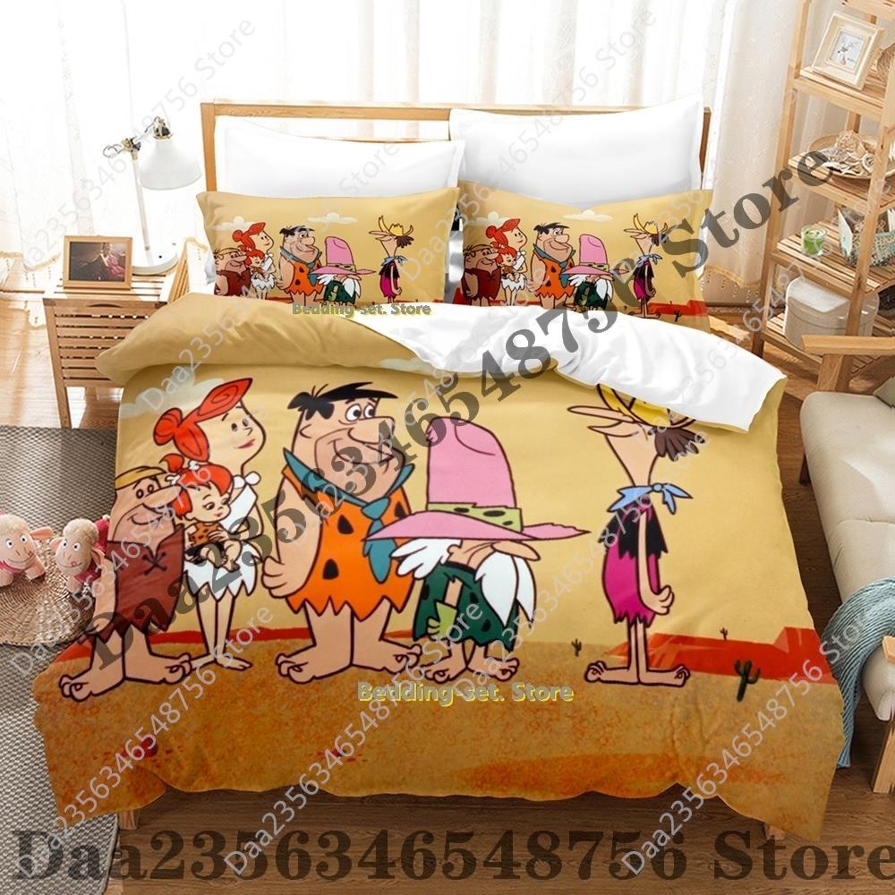 

Comforter Personality Flintstones Bedding Set Cartoon Anime Three-Piece Set Adult Kid Bedroom s 3D Kawaii Couette Comforter (quilt)-EU Single(135*200cm)3pcs