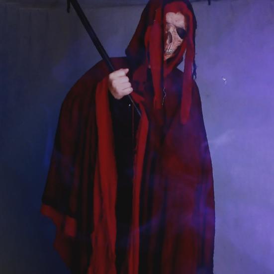 Halloween Hooded Cloak Adult Grim Reaper Cosplay Costume with Scythe Medieval Renaissance Wizard Cape for Haunted House Props