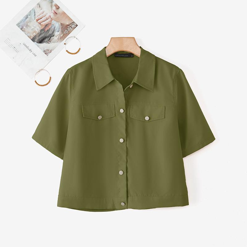 ZANZEA Women Casual Turn Down Collar Loose Summer Half Sleeve Blouse