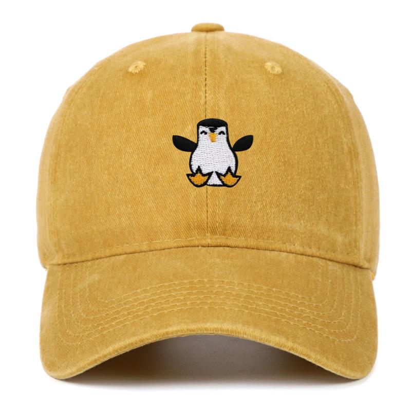 Vyšívaná tučňáčí baseballová čepice - Unisex Retro měkký kšilt Sluneční klobouk