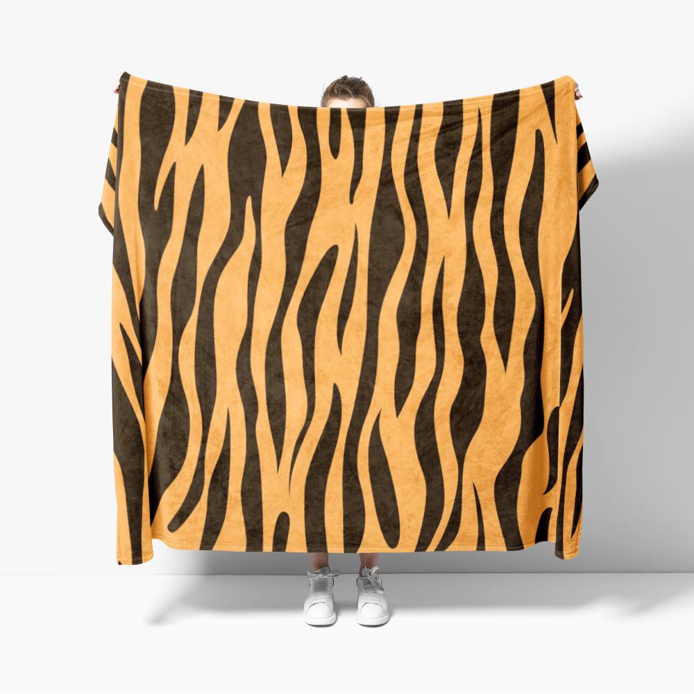 

Fierce and Warm Tiger Stripes Flannel Blanket for Sofa Creative tiger skin style pattern Throw Blankets For Bed Perfect Gift 75x90cm