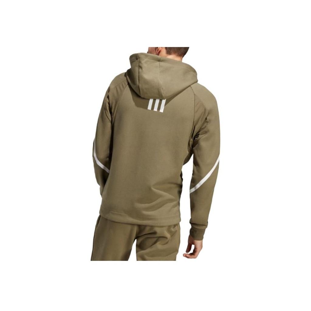 Adidas Logo Pattern Solid Color Hooded Jacket Men Jackets Rock-Olive-Green IC8041