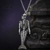 Halloween Skull Costume Gift Mermaid Skeleton Pendant Necklace, Gothic Dark Fantasy Jewelry Necklace for Women, Creative Spooky Accessory, Unique Edgy