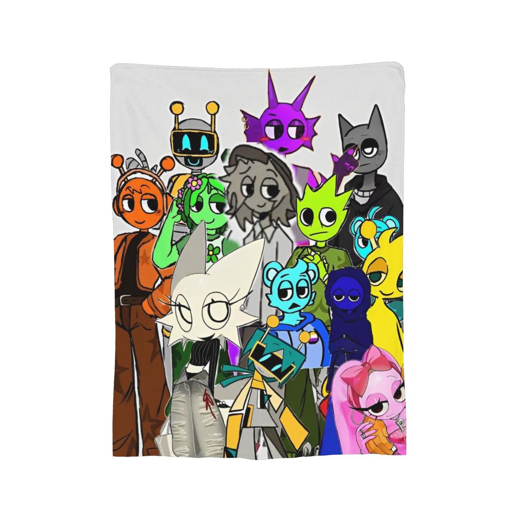 Coperta Gioco Cartone Animato Sprunki Incredibox Coperta Plaid in Flanella Decorazione Estiva per Condizionatore Morbida Calda Copriletto
