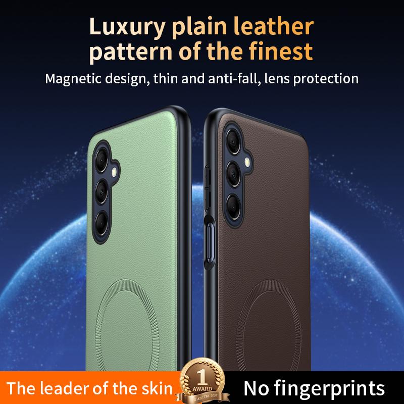 For Samsung S24 FE Case Magnetic Leather Shield Cover For Samsung S24 FE Anti-Fingerprint Non-Slip PC+TPU