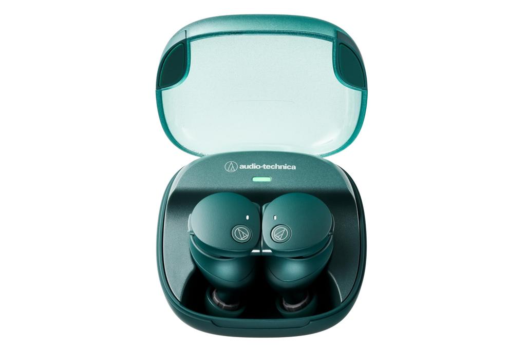 GR True Wireless Bluetooth Earbuds with Magnetic Up To 65 Hours of IP55 Waterproof and Low Latency Fast and Qi Wireless Green Audio-technica