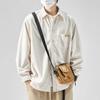 Camicia da uomo autunnale casual semplice ampia a maniche lunghe a tinta unita