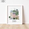 Cartoon Architecture Art Poster Paris Rome Kyoto Illustration Canvas Print Pictures for Living Room Decor Interior Paintings
