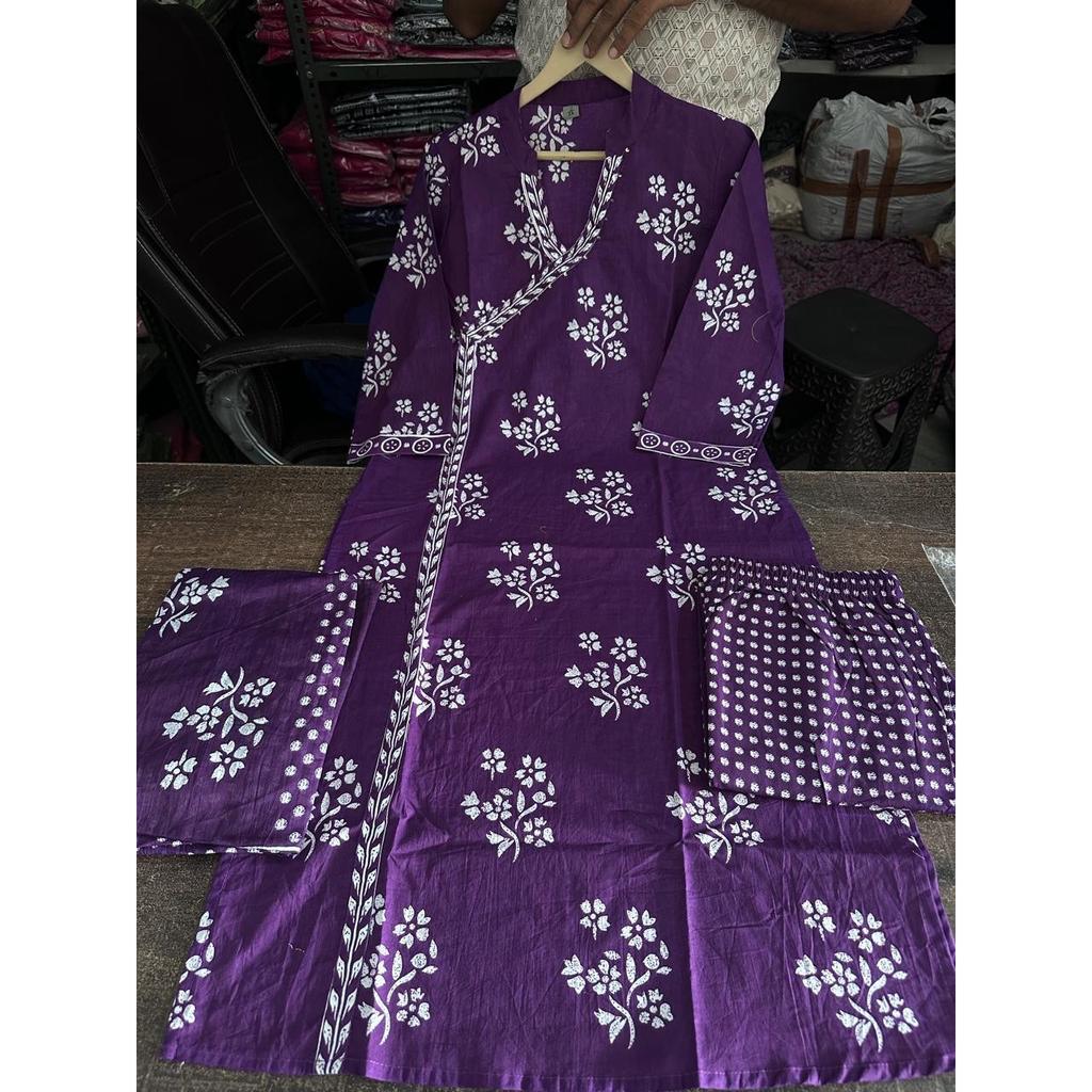 Indian Bollywood Cotton Kurti Pant Dupatta Set Designer Women's Ethnic Kurta Set