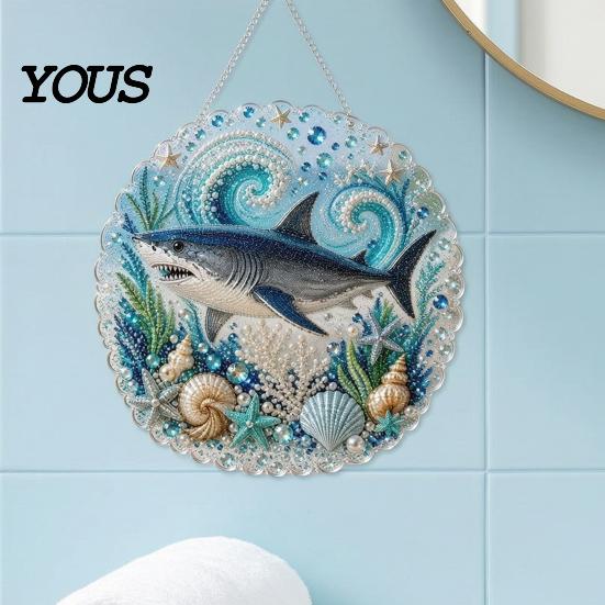 DIY Mosaic Craft for Adults Coastal Faux Pearl Painting Kit, Ocean Theme Art Stress Relief Creative Activity Sparkling Sea Animal Ornament