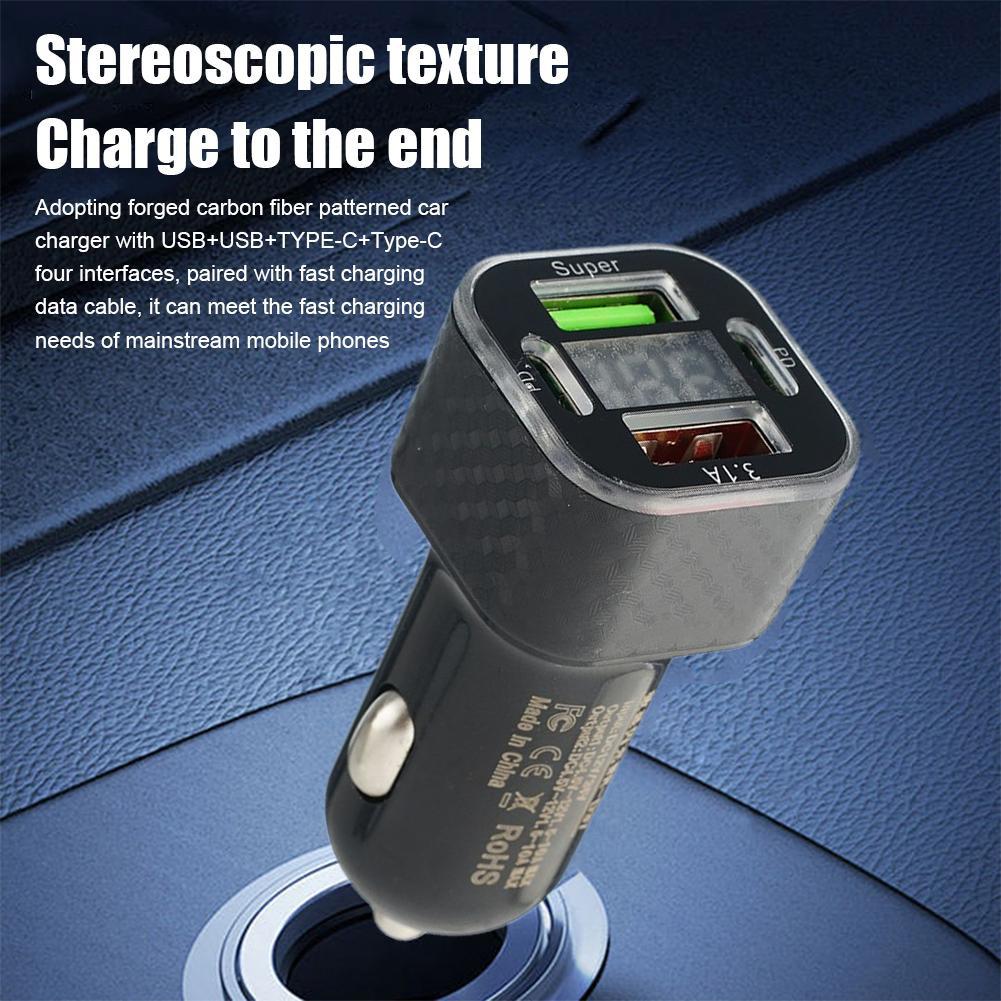 JMG-PD+QC3.0 380W USB C Car Phone Charger Dual PD USB Charger With Voltage Display Super Fast Charge Adapter