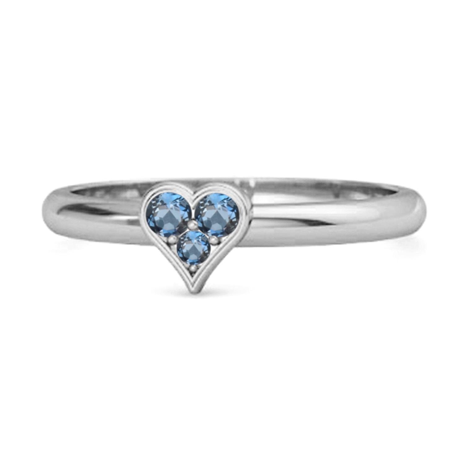 London Blue Topaz Heart Minimalist Promise Ring - 925 Sterling Silver 9 белый