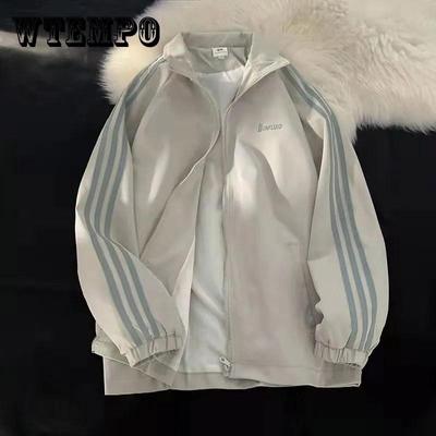 Sports Jacket Spring and Autumn Retro College Style Baseball Uniform Fashion Loose Coat Zipper Cardigans Student Niche Couple Windproof Jacket