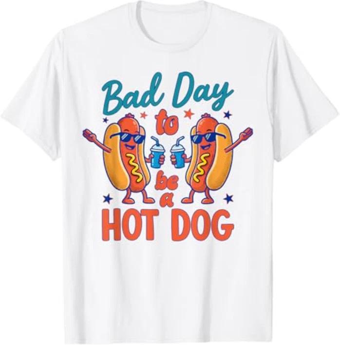 Retro Bad Day to Be A Hot Dog Lover 4th of July hot Dog T-Shirt L