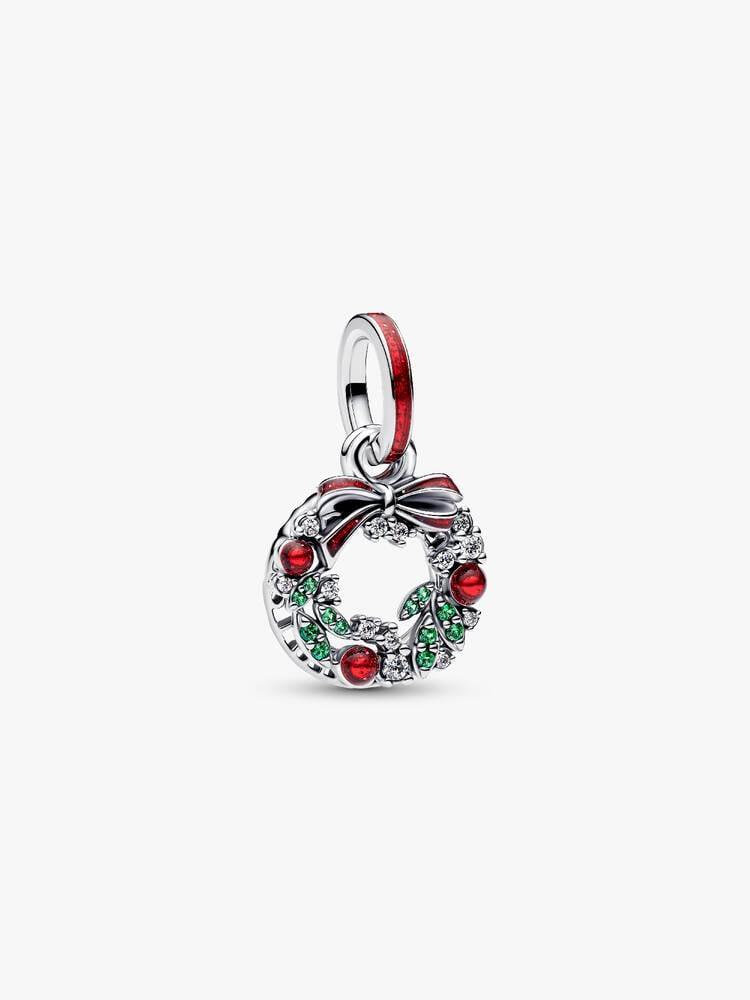 Pandora Women's Silver 794238C01 Sterling Holiday Wreath Double Dangle Charm
