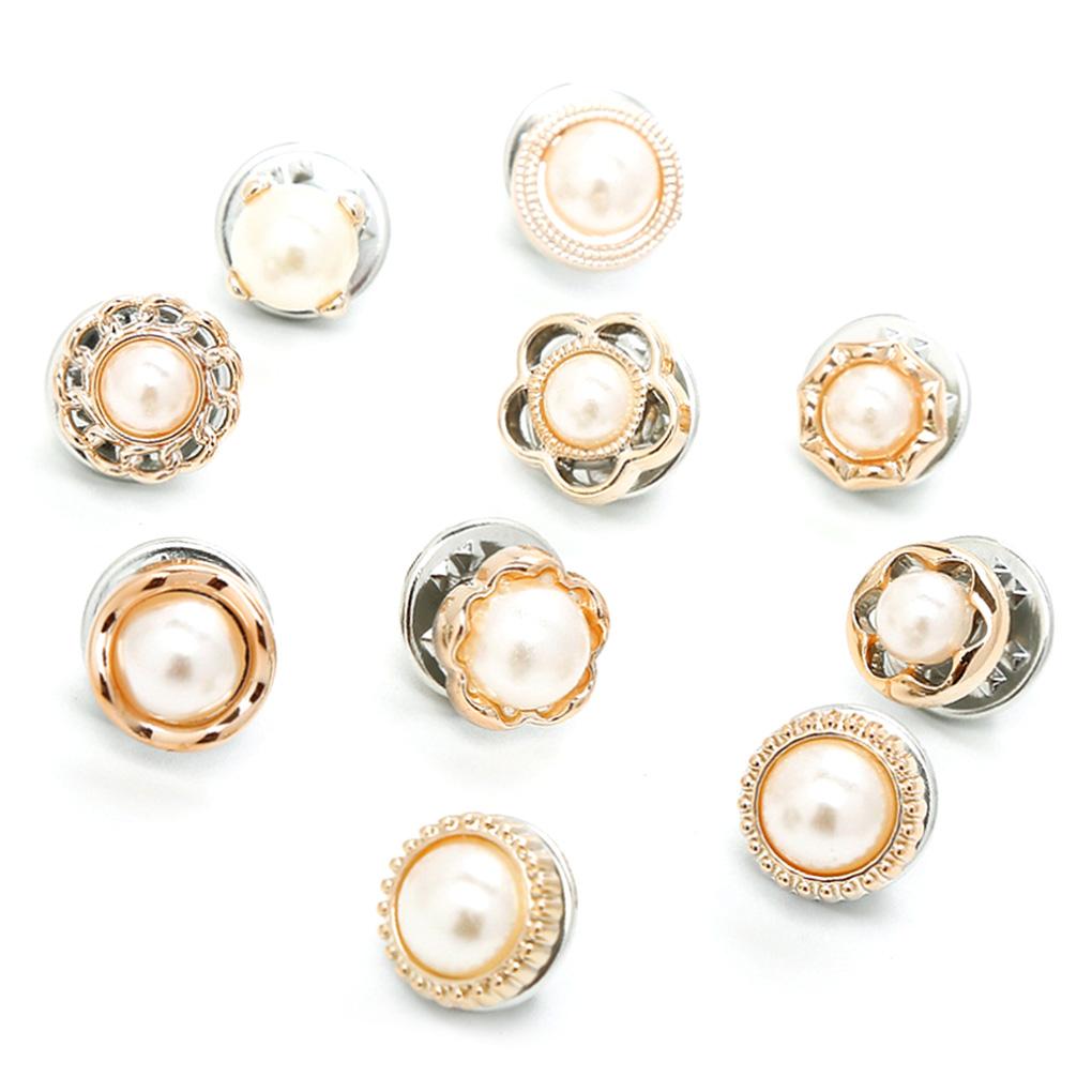 10 Stück Blumenknopf Hemd Chiffon Strickjacke Ausschnitt Brosche Anstecknadel Manschettenknöpfe Schalschnallen Zirkon Stil