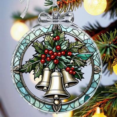 Bell Stained Glass Orament Small Bell Suncatcher Window Christmas Tree Hanging Ornaments for Christmas