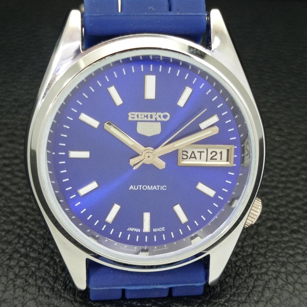 AUTOMATIC VINTAGE SEIKO 5 REFURBISHED JAPAN MENS BLUE COLOR DIAL WATCH a440536-4 Sk-a440536