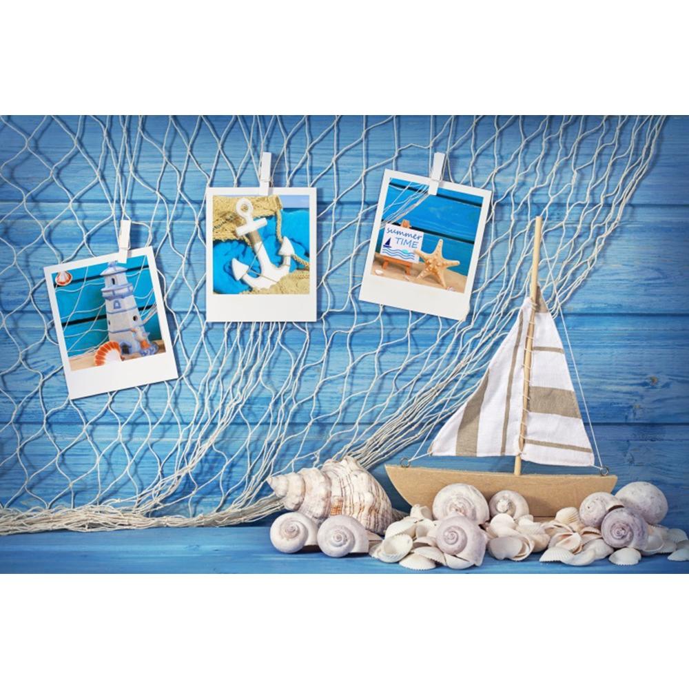 Timone Nautico Stella Marina Sfondo 1° Compleanno Tavola di Legno Barca Mare Spiaggia Tema Sfondo Fotografia Bambino Studio Fotografico