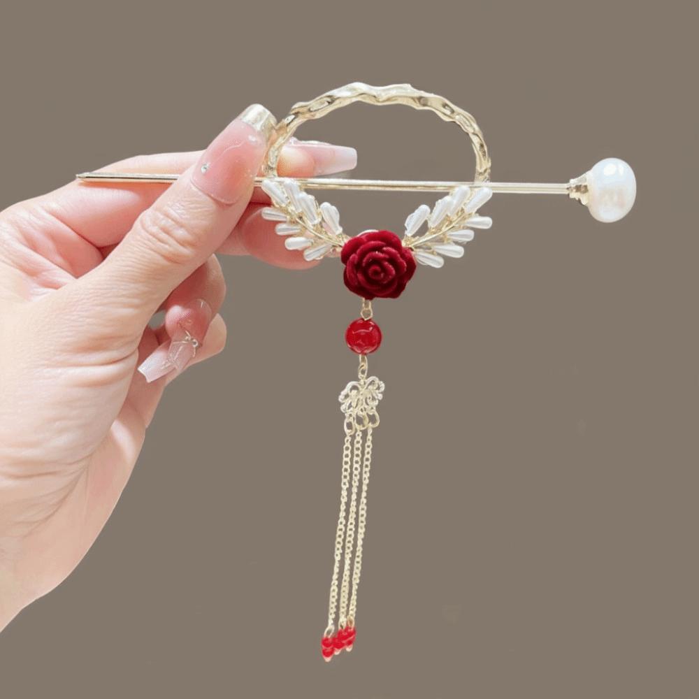 Vintage Hanfu Hairpin Elegant Pearls Hair Sticks Gift Floral Hair Accessory  Wedding
