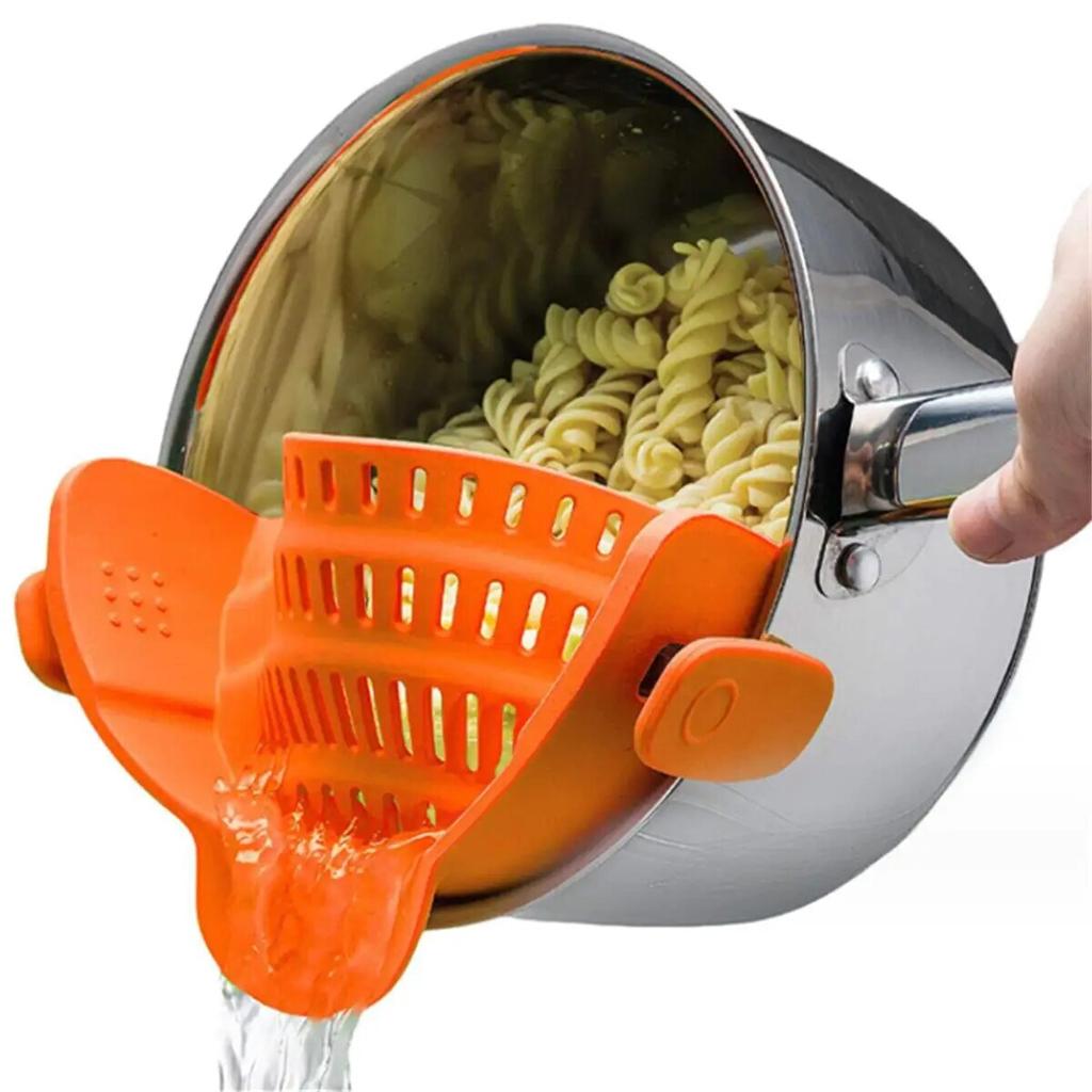 Adjustable Silicone Clip On Pan Pot Strainer Anti Spill Pasta Pot Strainer Food Grade Fruit Colander for Pasta Fruit Vegetable
