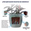 Handcrafted Ceramic Plant Pot diameter 38 cm, Glossy Dark Green with Hammered Relief