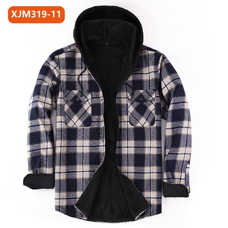 Camisa de Cuadros con Capucha y Capas para Hombre - Cálida Gruesa de Manga Larga para Otoño e Invierno