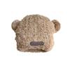 Cute bear wool hat women's winter high-end plush warm fluffy autumn and winter big head circumference knitted hat
