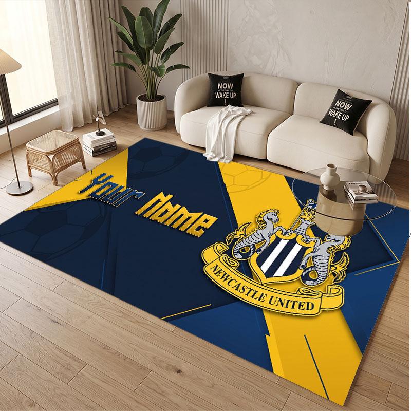 Custom Rug Newcastle United FC Pattern Print Name Text Soft Non‑Slip Floor Carpet for Home Indoor Decoration