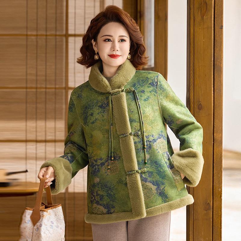 Winter Mother's Top Fleece Thickened Warm Jacket Medium and Old Women's Imitation Mink Fleece Coat Winter