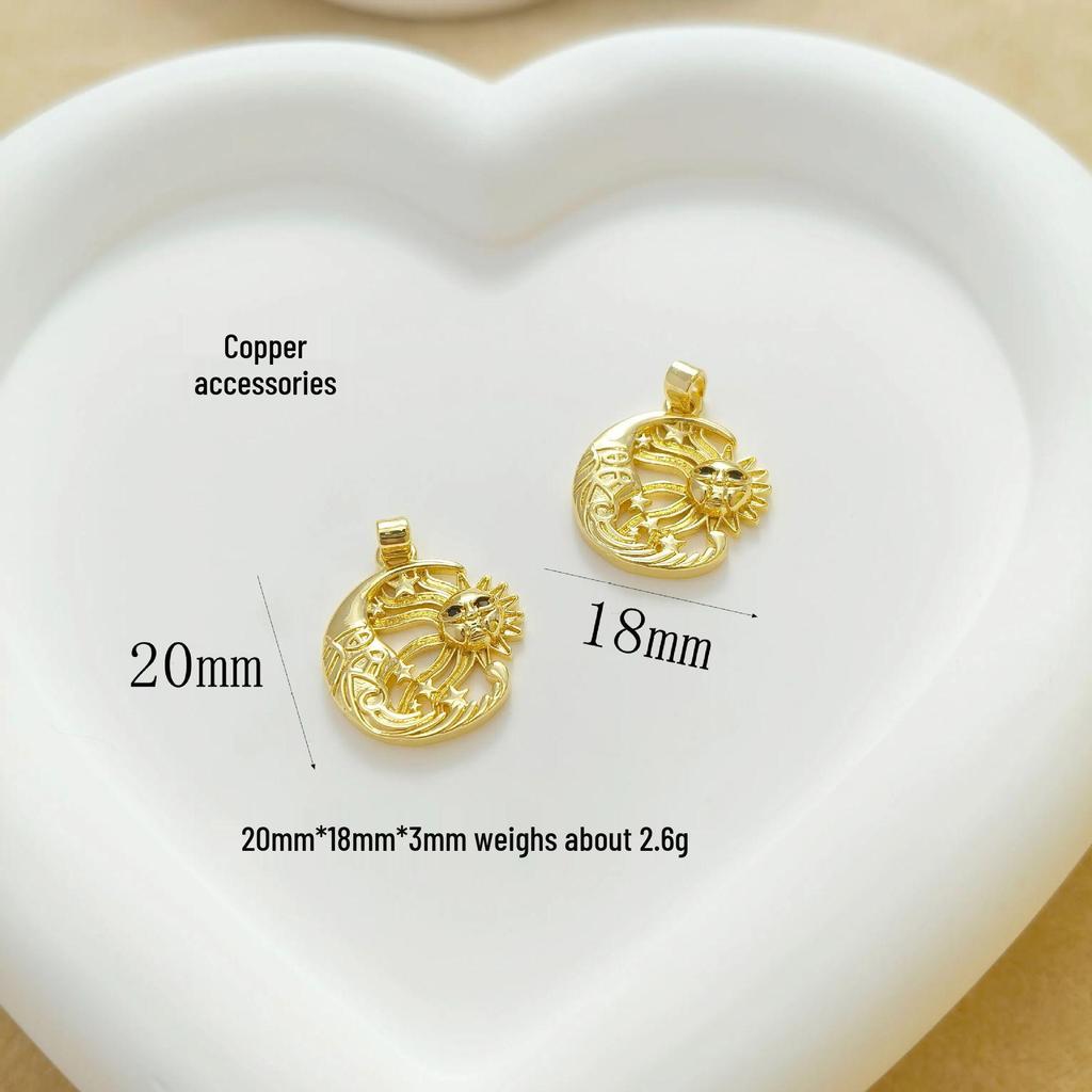 European & American Gold-Plated Moon Star Copper Pendant Necklace for Women