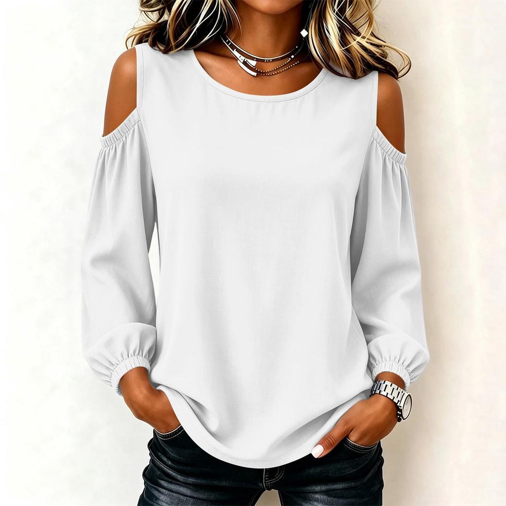 Damen Lässiger Langarm Farbiger Sweatshirt Pullover Top für den täglichen Gebrauch