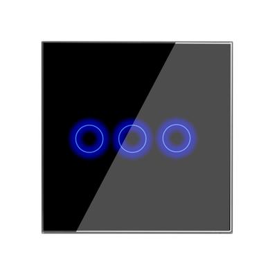 EU/UK Standard Wall Touch Light Switch  AC 110V 220V White Crystal Glass Panel 1/2/3 Gang Home No Neutral Wire Sensor