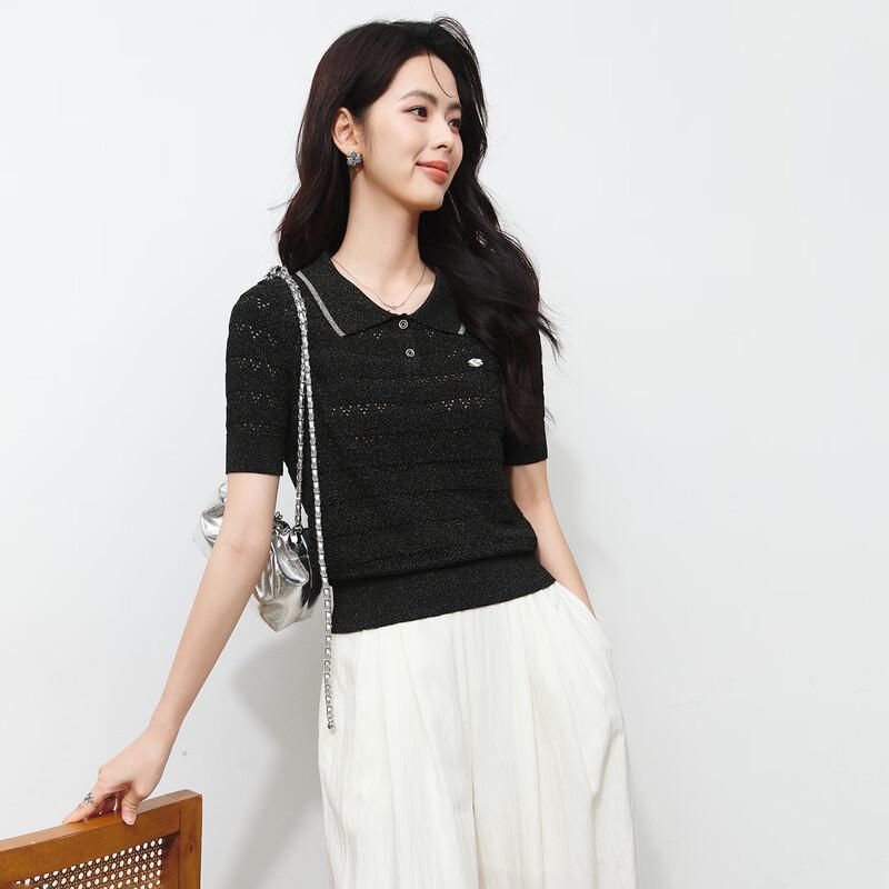 Women s Bright Silk Knit Short Sleeve Polo L