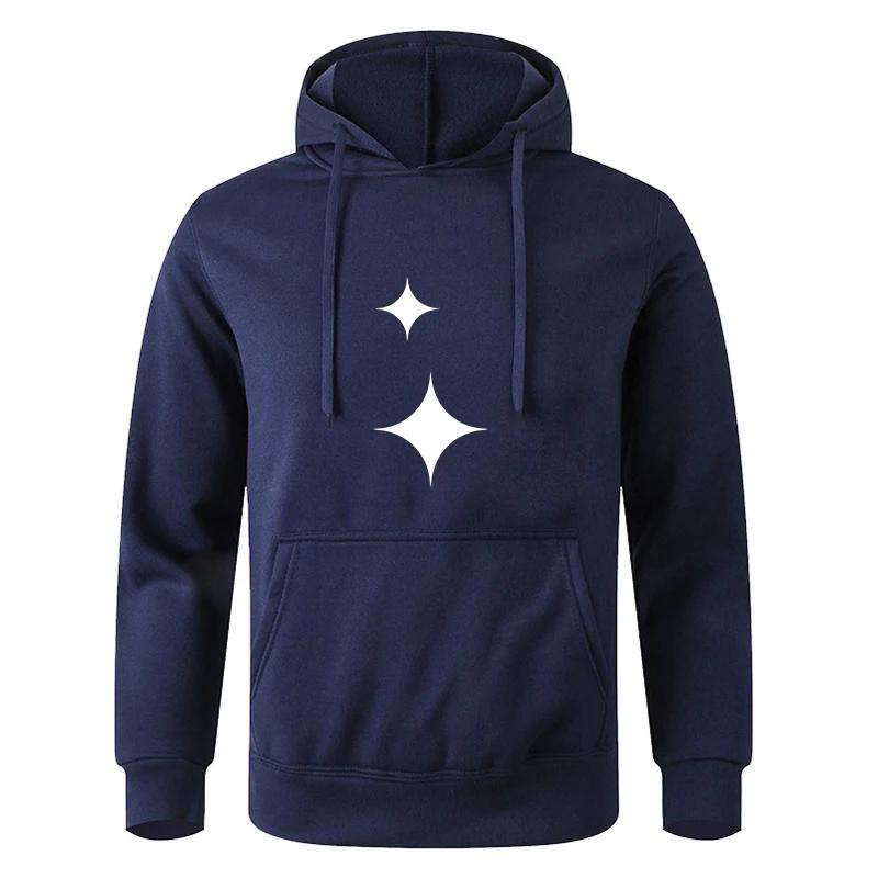 Autumn Fleece Drawstring Pocket Printed Long - Sleeve Loose Hooded Korean Fashion Sweatshirt with Drawstring Pocket Hoodie