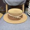 High-end straw hat women's summer sun hat UV protection sunshade sun protection hat women's straw woven flat top hat women