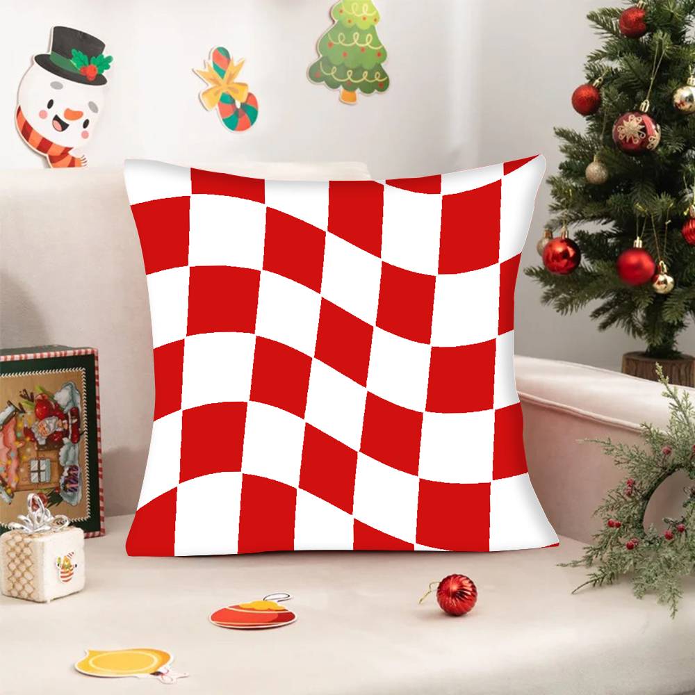1PC Retro Color Wavy Checkered Pillow Case Square  Bedroom Sofa Leisure Comfort Cushion Car Home Decoration Pillowcase 40x40