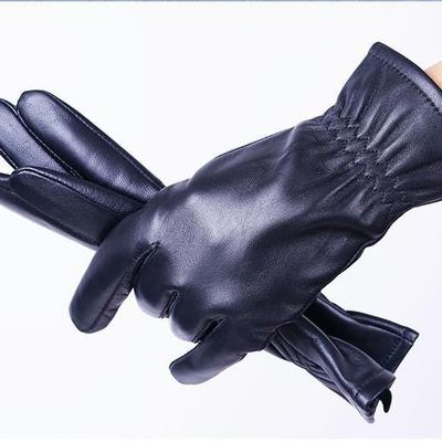 Γυναικεία Απλά Μοντέρνα Δερμάτινα Γάντια από Δέρμα Προβάτου με Βελούδινη Επένδυση