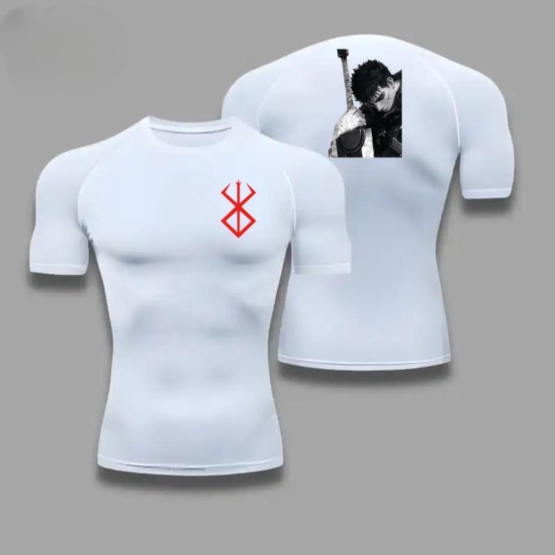 Men Compression Shirt for Workout Quick Dry Guts Print Top Breathable, Sweat Absorbing Tight Fit Fitness T-Shirt SweatResistant