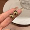 Retro Metal Bean Stud Earrings, Small Hong Kong Style Luxury, No-Piercing Mosquito Coil Ear Clips for Women