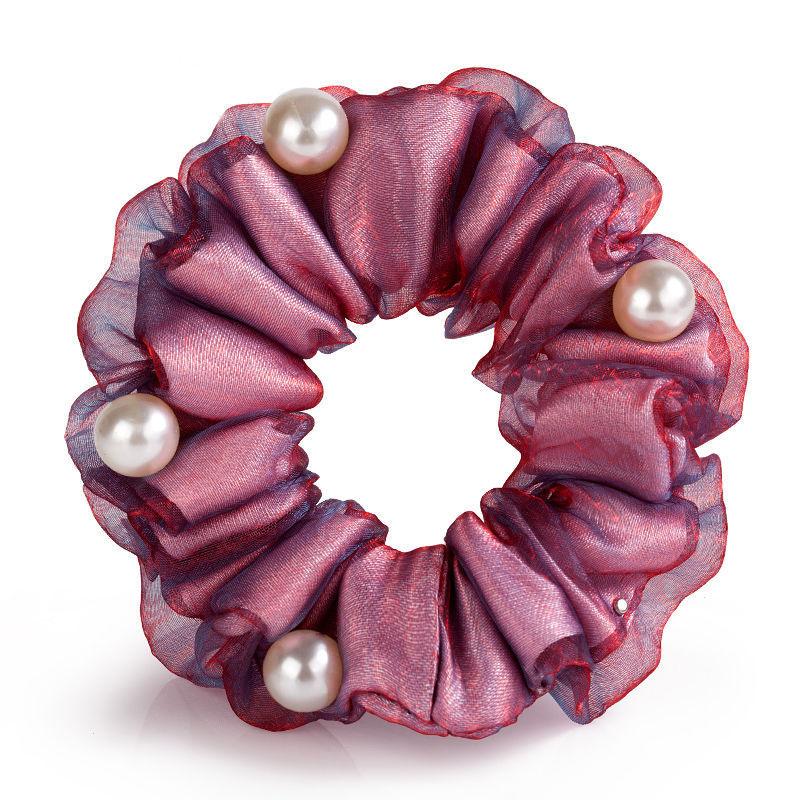 Elegant Pearl Flower Scrunchies Women Girls Elastic Hair Rubber Bands Accessories Tie Hair Ring Rope Ponytail Holder Headdress