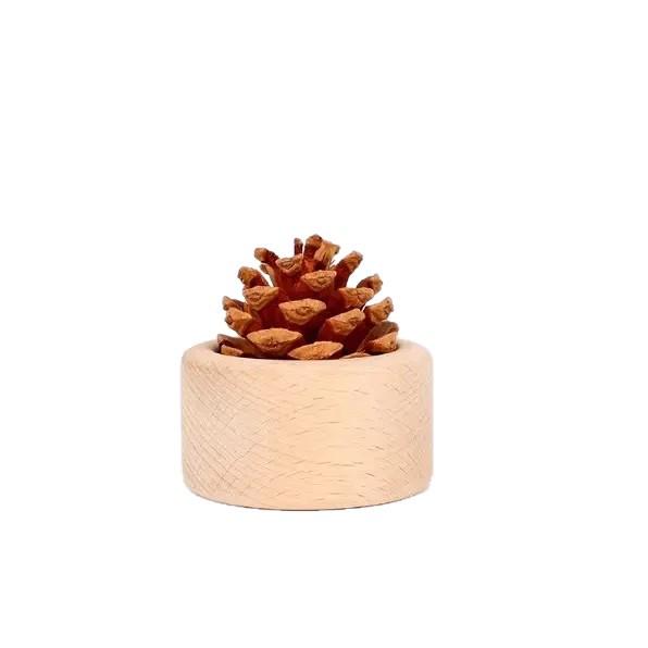Newcomer Discount: Beech Wood Pine Cone Flameless Diffuser - Creative Aromatherapy for Desktop & Car