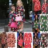 Charming Girls Children Christmas Dress Featuring Elegant Santa Bow Print For Mothers And Daughters