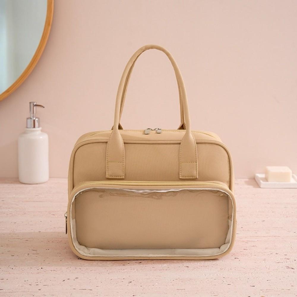 Solid Color Makeup Bag PVC Toiletry Bag Fashion Handheld Cosmetic Case Ladies