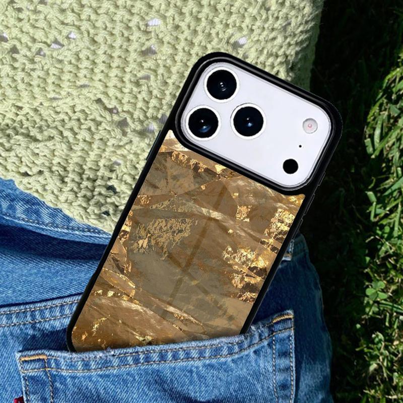 Luxury Gold Foil Art Phone Case For iPhone 17 AIR 16 Pro Max 15 14 Pro 11 12 13 Shockproof Silicone Cover iPhone 16 Plus