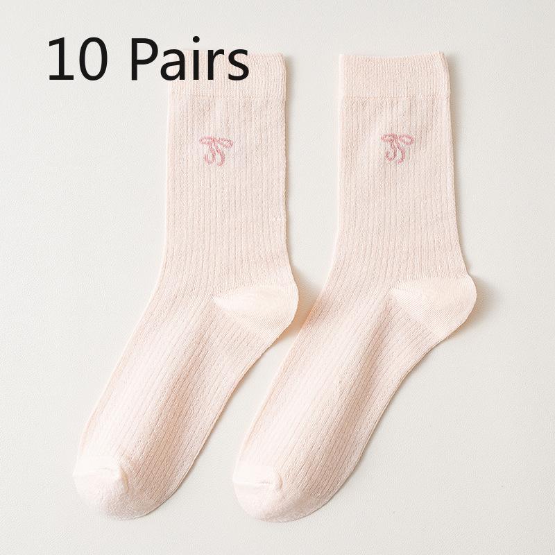 

10 пар женских весенне-осенних милых носков-гольфов с бантами 10 Pairs светло-розовый